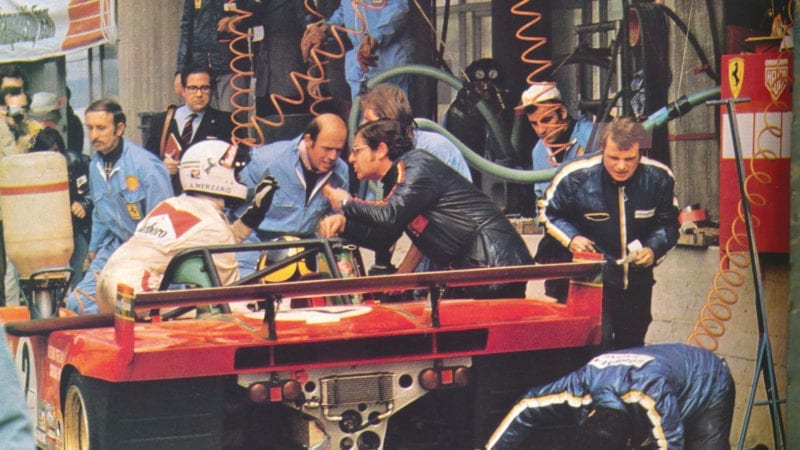 Arturo Merzario refuses to get out of his Ferrari at the 1973 Nurburgring 1000Kms