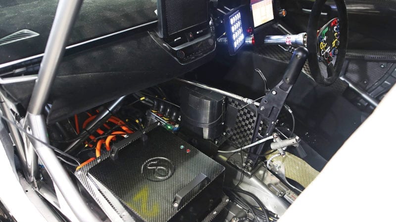 Interior of the 2022 specification BTCC hybrid Toyota