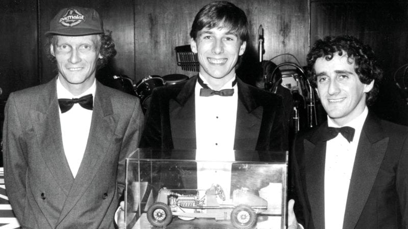 Johnny Dumfries Niki Lauda Alain Prost Grovewood Award 1983