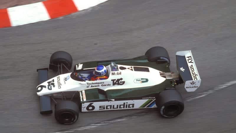 Keke Rosberg in the Williams at the 1982 Monaco Grand Prix