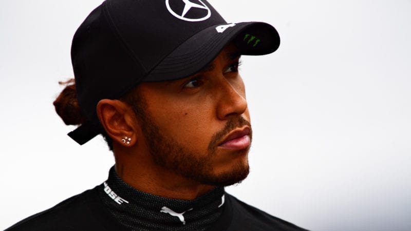 Lewis Hamilton in Mercedes cap