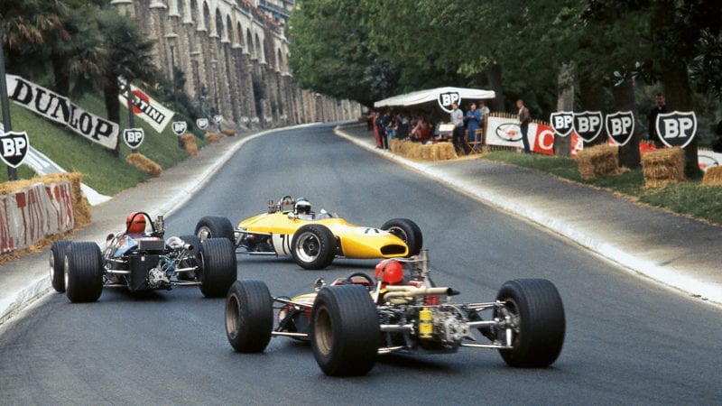 Mike Beuttler spins in front of Jean-Pierre Jabouille and Jean-Pierre Jassaud in a 1969 F3 race in Pau