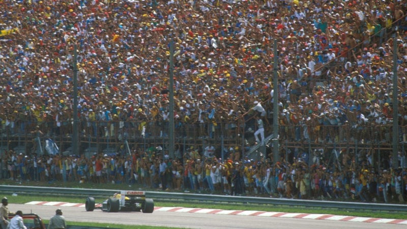 Nelson Piquet in front of a home crowd at the 1987 F1 Brazilian Grand Prix