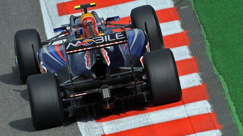Rear view of Mark Webber's Red Bull at the 2010 Belgian Grand Prix at Spa