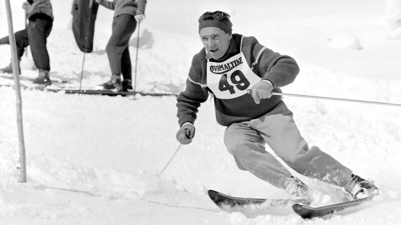 Romain Grosjean's grandfather Fernand Grosjean skiing