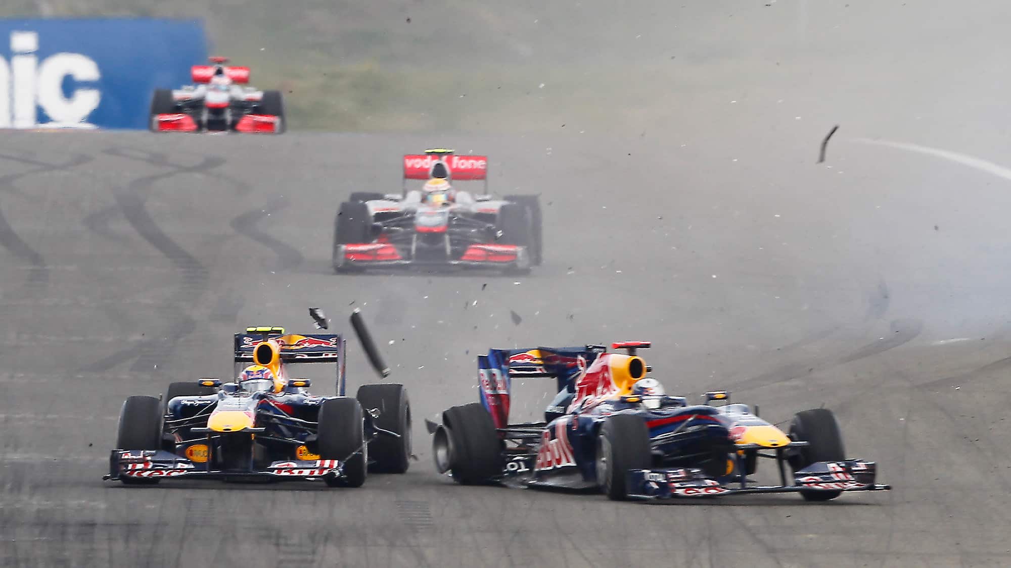 Sebastian Vettel and Mark Webber collide in the 2010 F1 Turkish Grand Prix in Istanbul