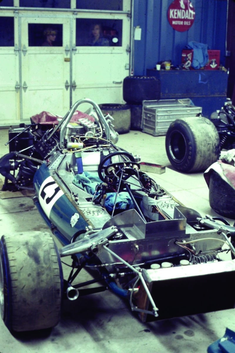 Stripped down Brabham BT33 of Tim Schenken at Watkins Glen for the 1971 United States Grand Prix