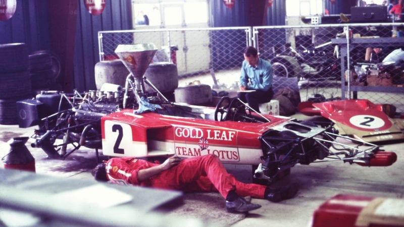 Emerson Fittipaldi's Lotus 72D at Watkins Glen for the 1971 United States F1 Grand Prix