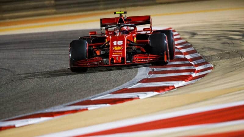 Charles Leclerc in qualifying for the 2020 F1 Sakhir Grand Prix