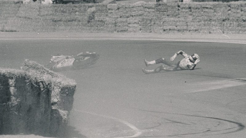 Mick Doohan crashes at Laguna Seca in 1993