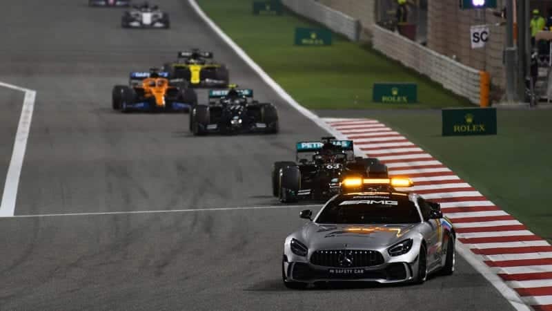 George Russell behind the safety car at the 2020 Sakhir Grand Prix