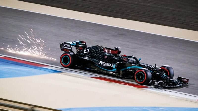 George Russell in a Mercedes in the 2020 Sakhir Grand Prix