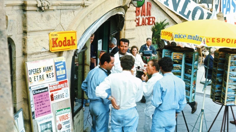 Film lead James Garner buys ice cream for his co-stars Bandini and Ginther. Robert remembers they got talking when Garner noticed they wore the same Heuer watch