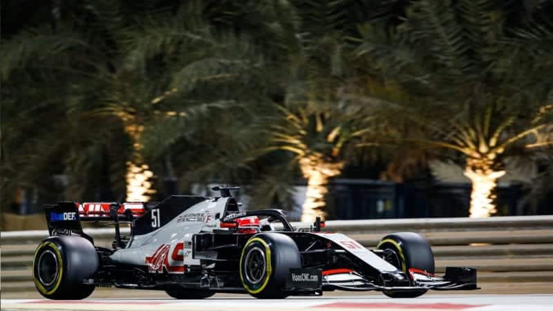 Pietro Fittipaldi's Haas in practice for the 2020 Sakhir Grand Prix