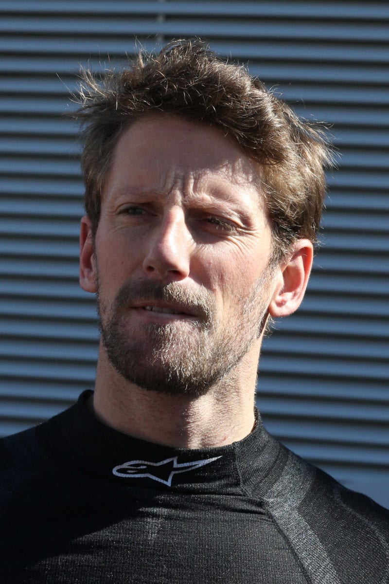 Romain Grosjean in Haas overalls
