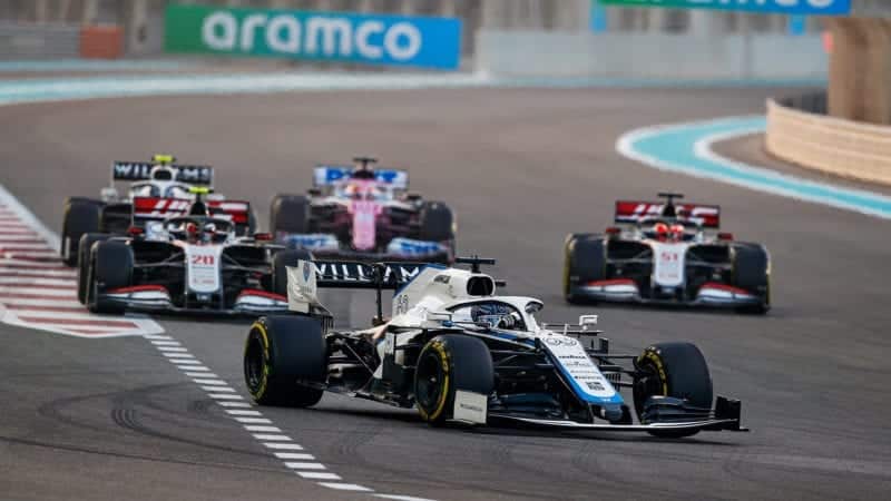 Sergio Perez at the back of the race at the 2020 Abu Dhabi Grand Prix