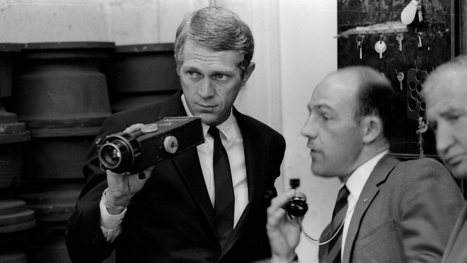 Steve McQueen with Stirling Moss on the Day of Champions set