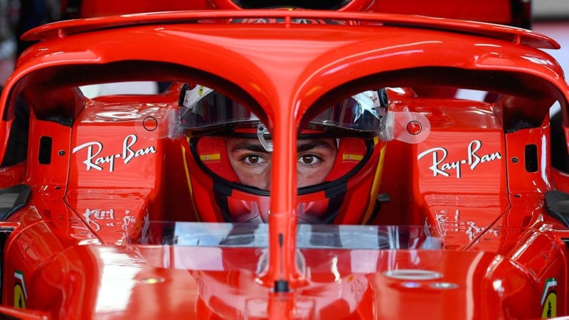 Carlos Sainz 2021 Fiorano Ferrari test in car