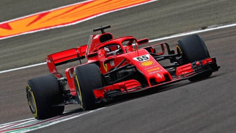 Carlos Sainz 2021 Fiorano Ferrari test in corner