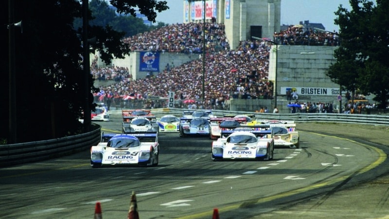 Porsche 956s lead at the 1983 200 mile Norisring race