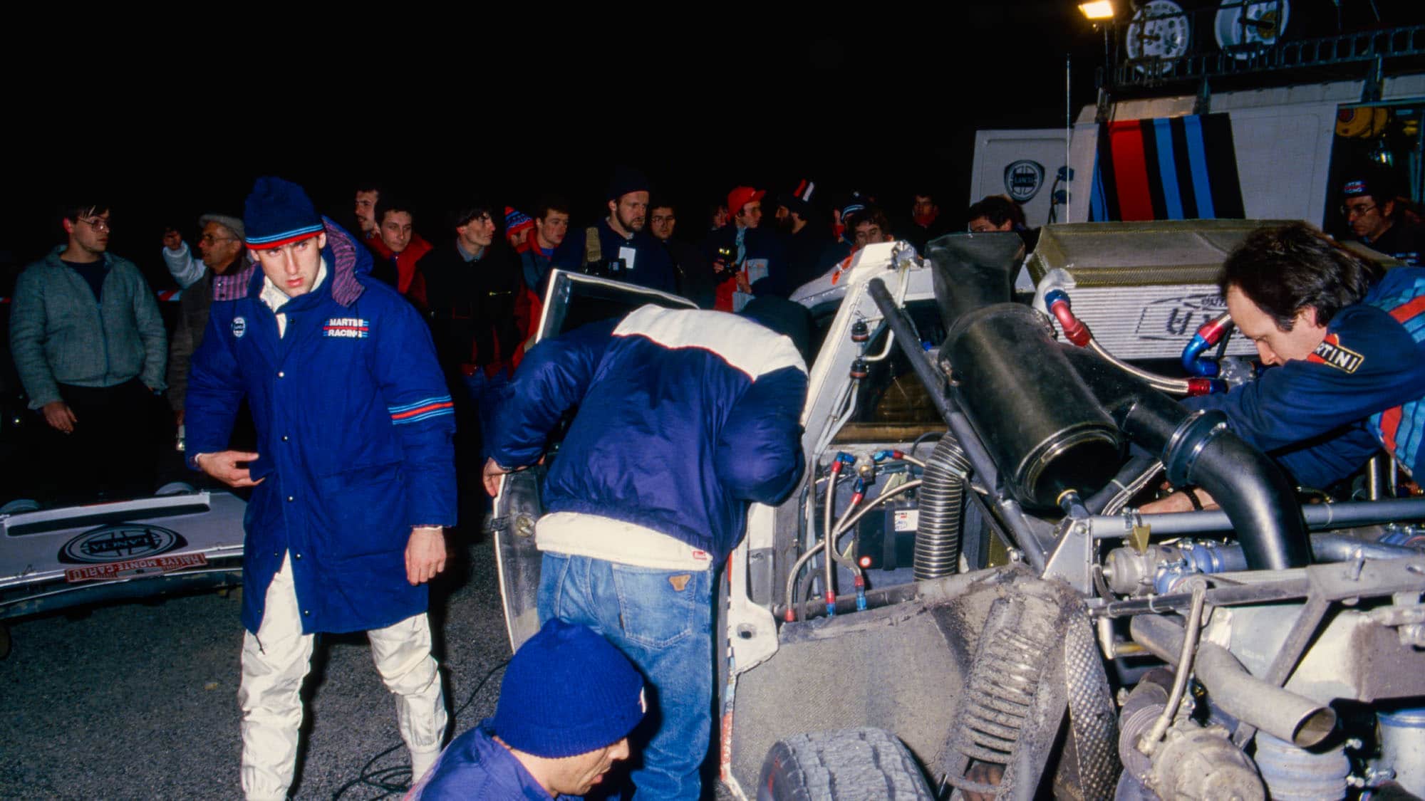 07 Toivonen Henri (fin), Cresto Sergio (usa), Lancia Martini, Lancia Delta S4, ambiance during the 1986 Rallye Automobile de Monte-Carlo 1986, 1st round of the 1986 World Rally Championship, from January 18 to 24, 1986 between Aix -les-Bains and Monaco - Photo DPPI
