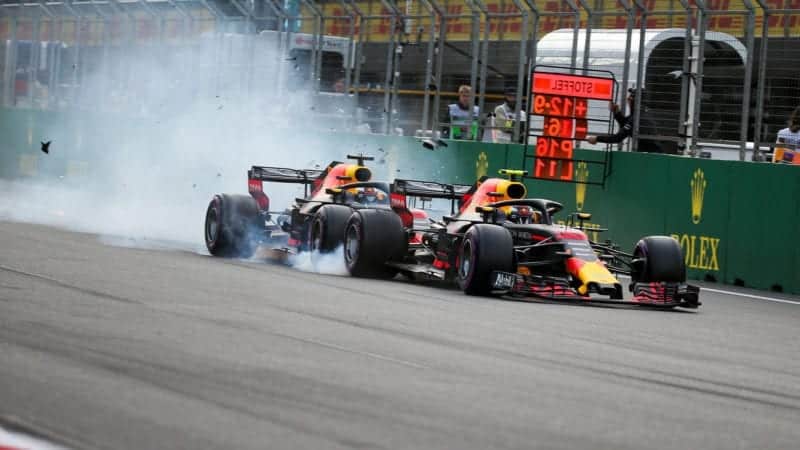 Daniel Ricciardo and Max Verstappen collide in Baku at rhe 2018 Azerbaijan Grand Prix