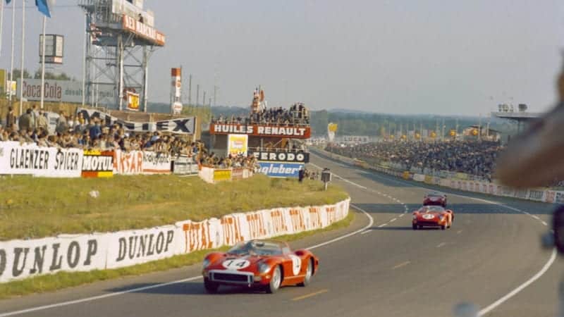 Graham Hill in the Ferrari 330P at the 1964 Le Mans 24 Hours