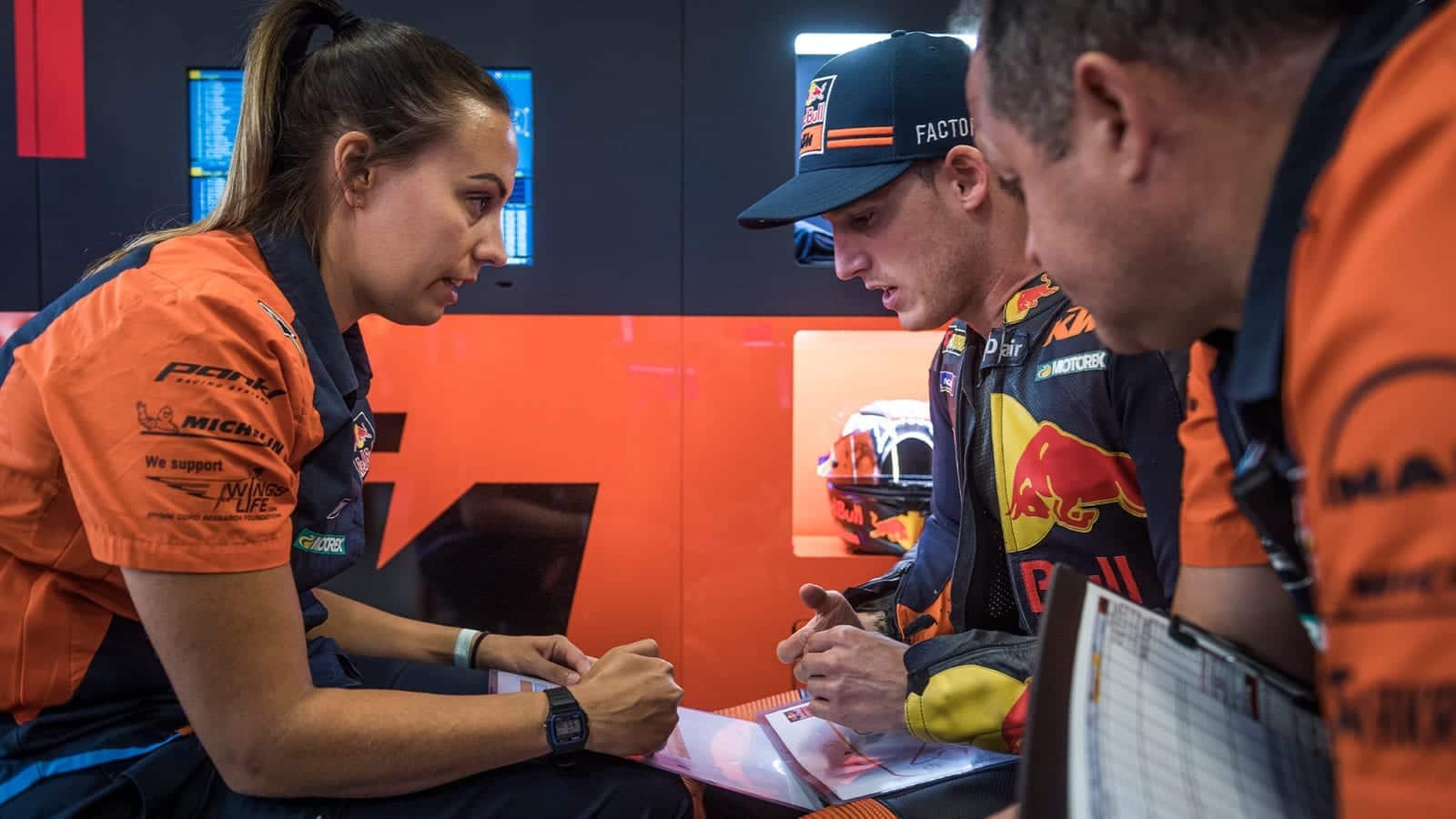 Jenny Anderson with Pol Espargaro at KTM