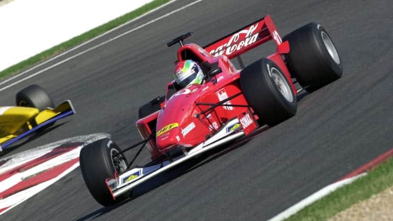 Justin Wilson races at Magny Cours in the 2001 F3000 season