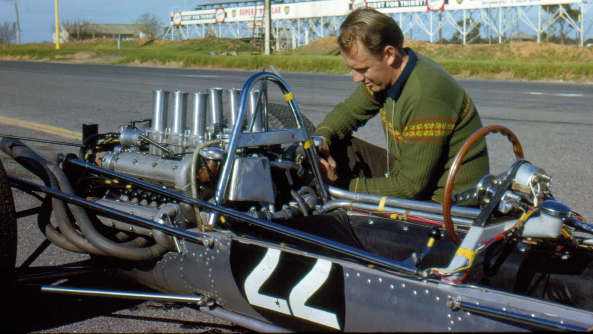Kevin Drage at a Clisby V6 test