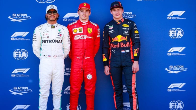 Lewis Hamilton Charles Leclerc and Max Verstappen