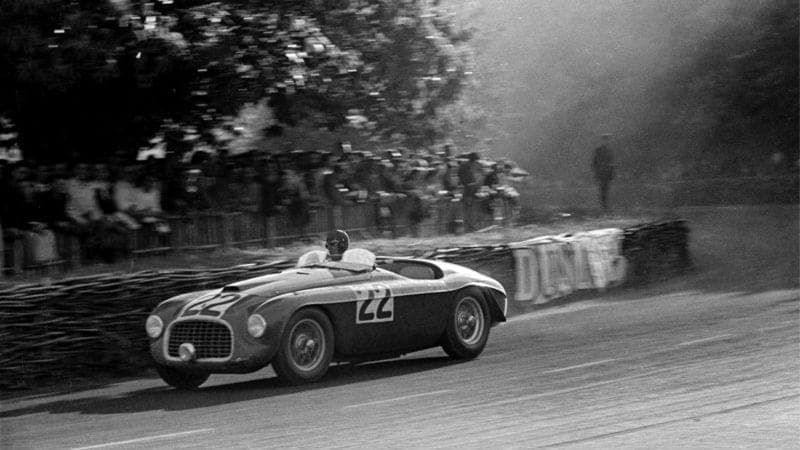 Luigi Chinetti in his Ferrari 166MM at the 1949 Le Mans 24 Hours