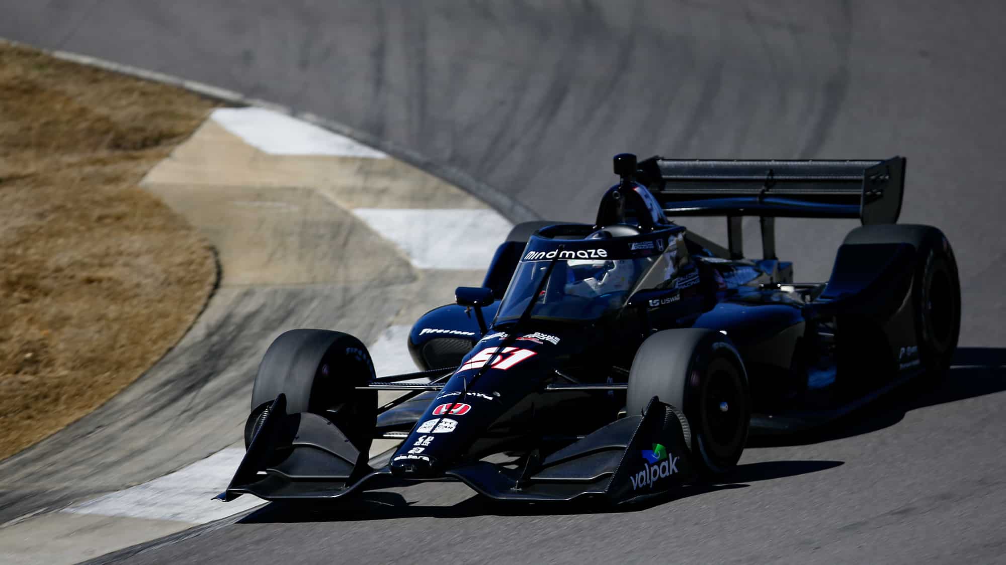 Romain Grosjean cornering in his 2021 Indycar test