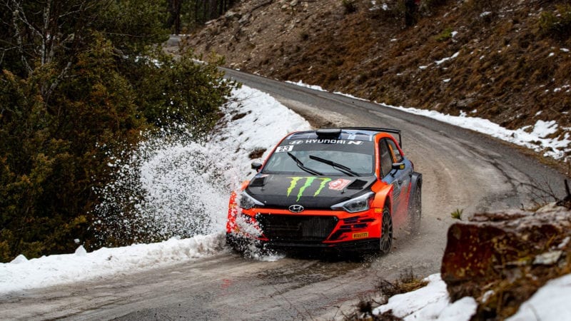 23 Oliver SOLBERG (SWE), Aaron JOHNSTON (IRL), HYUNDAI MOTORSPORT N HYUNDAI i20, RC2 Rally2, action during the 2021 WRC World Rally Car Championship, Monte Carlo rally on January 20 to 24, 2021 at Monaco - Photo Grégory Lenormand / DPPI