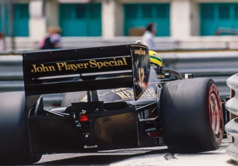 Lotus of Ayrton Senna in the 1985 Monaco Grand Prix
