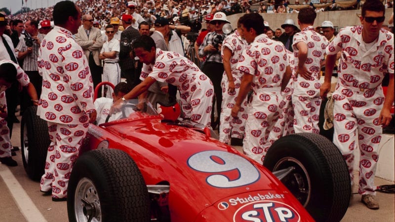 Andy Granatelli with Bobby Unser at the 1964 Indy 500