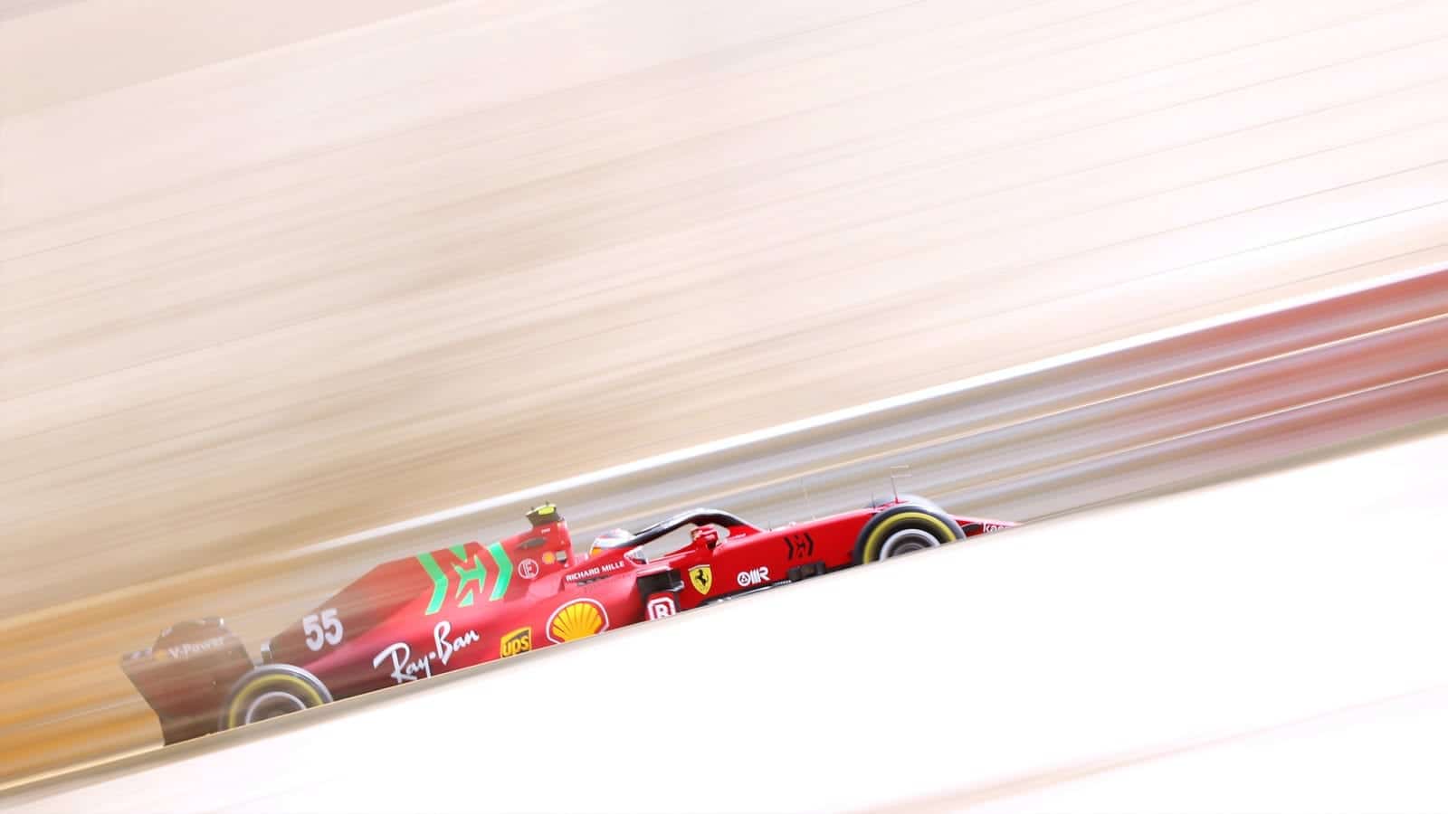 Carlos Sainz in 2021 Ferrari at Bahrain test