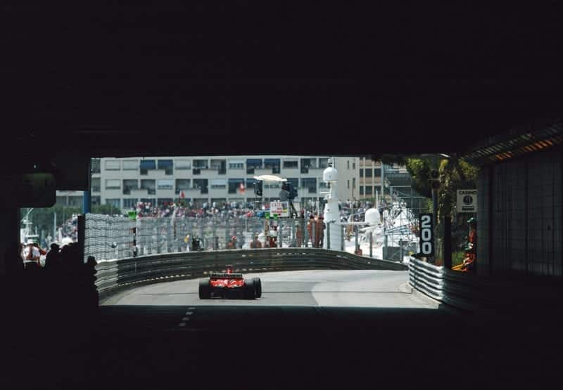Michael Schumacher drives through the tunnel at the Monaco Grand Prix