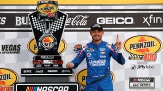 Kyle Larson scores first win since return from NASCAR suspension