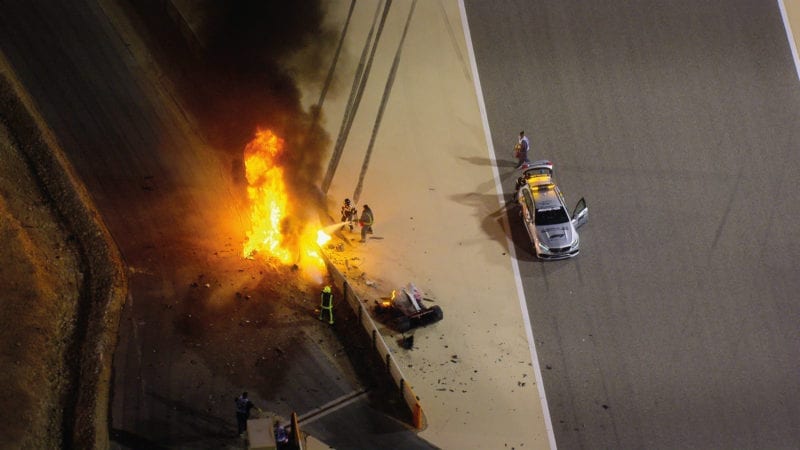 Romain Grosjean Bahrain crash on Drive to Survive