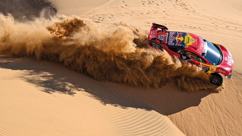 Sebastian Loeb BRX in sand dunes on 2021 Dakar