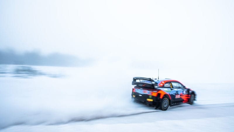 02 Solberg Oliver (nor), Johnston Aaron (irl), Hyundai 2C Competition, Hyundai i20 Coupé WRC, action during the 2021 Arctic Rally Finland, 2nd round of the 2021 FIA WRC, FIA World Rally Car Championship, from February 26 to 28, 2021 in Rovaniemi, Lapland, Finland - Photo Nikos Katikis / DPPI