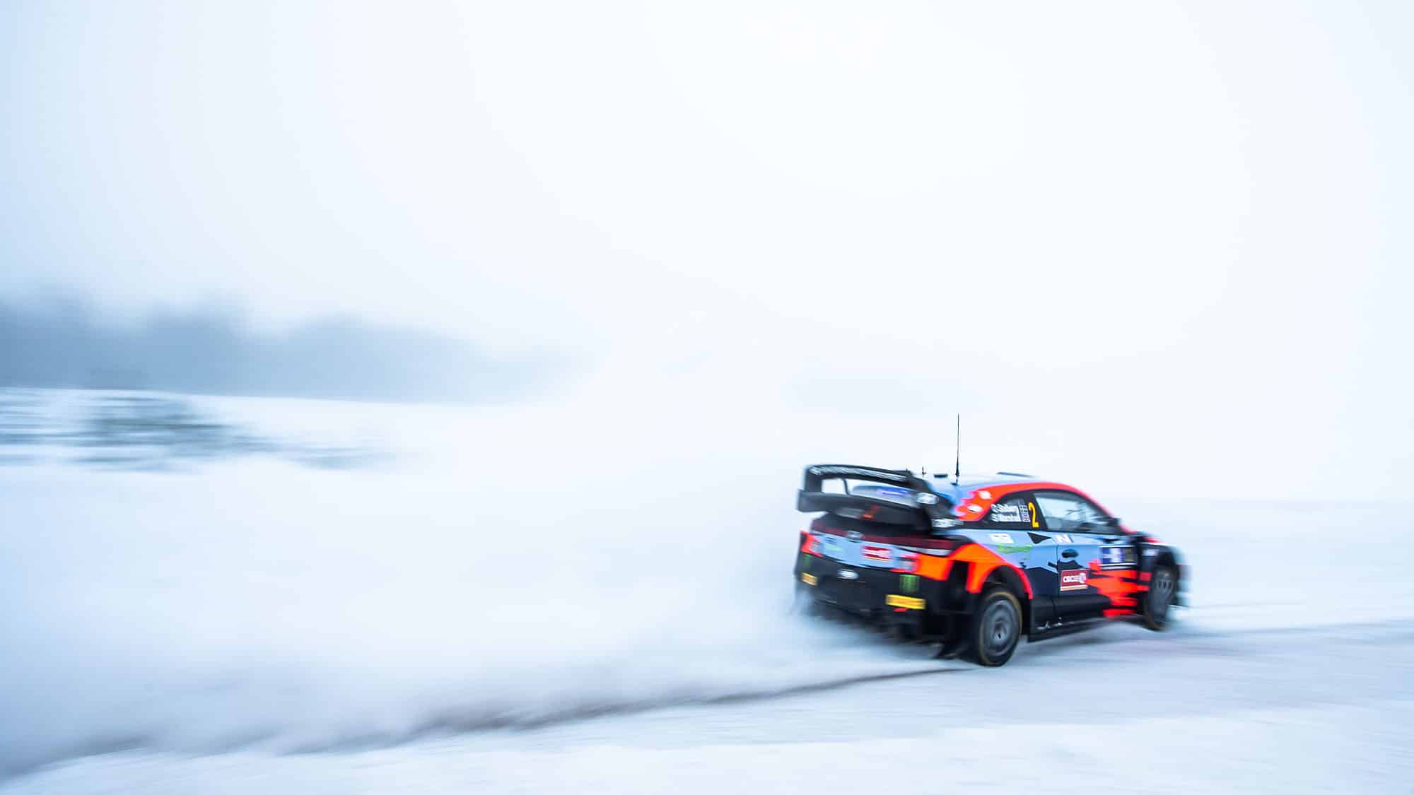 02 Solberg Oliver (nor), Johnston Aaron (irl), Hyundai 2C Competition, Hyundai i20 Coupé WRC, action during the 2021 Arctic Rally Finland, 2nd round of the 2021 FIA WRC, FIA World Rally Car Championship, from February 26 to 28, 2021 in Rovaniemi, Lapland, Finland - Photo Nikos Katikis / DPPI
