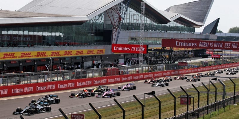 Start of the 2020 F1 70th Anniversary Grand Prix at Silverstone