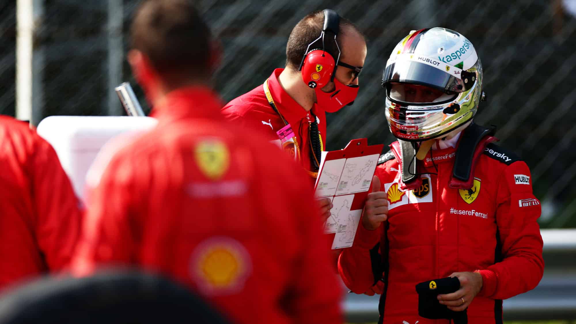 MONZA, ITALY - SEPTEMBER 06: Sebastian Vettel of Germany and Ferrari prepares to drive on the grid before the F1 Grand Prix of Italy at Autodromo di Monza on September 06, 2020 in Monza, Italy. (Photo by Peter Fox/Getty Images)