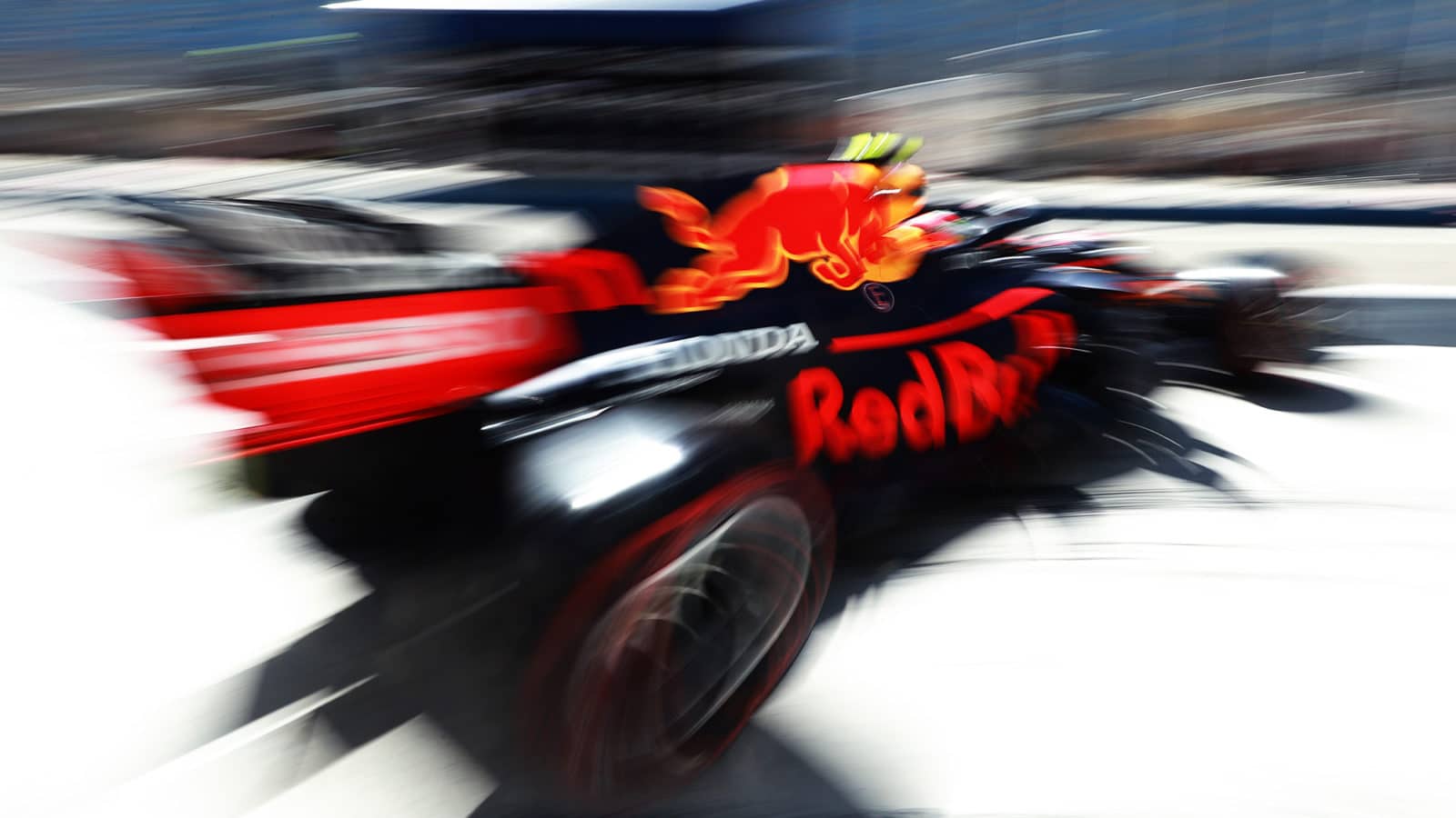 Blurred picture of Sergio Perez Red Bull at the 2021 Bahrain Grand Prix