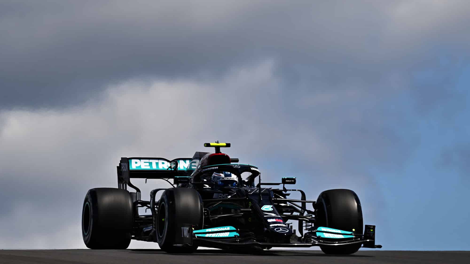 PORTIMAO, PORTUGAL - APRIL 30: Valtteri Bottas of Finland driving the (77) Mercedes AMG Petronas F1 Team Mercedes W12 during practice ahead of the F1 Grand Prix of Portugal at Autodromo Internacional Do Algarve on April 30, 2021 in Portimao, Portugal. (Photo by Clive Mason - Formula 1/Formula 1 via Getty Images)
