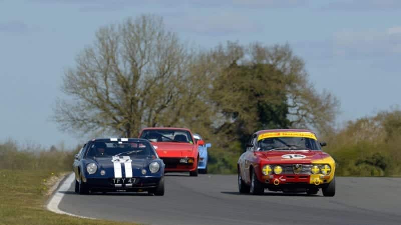 Customary diversity in the HSCC’s ’70s Road Sports Championship, with Paul Tooms (Lotus Europa) and Tim Child (Alfa Romeo GTV) to the fore at Snetterton