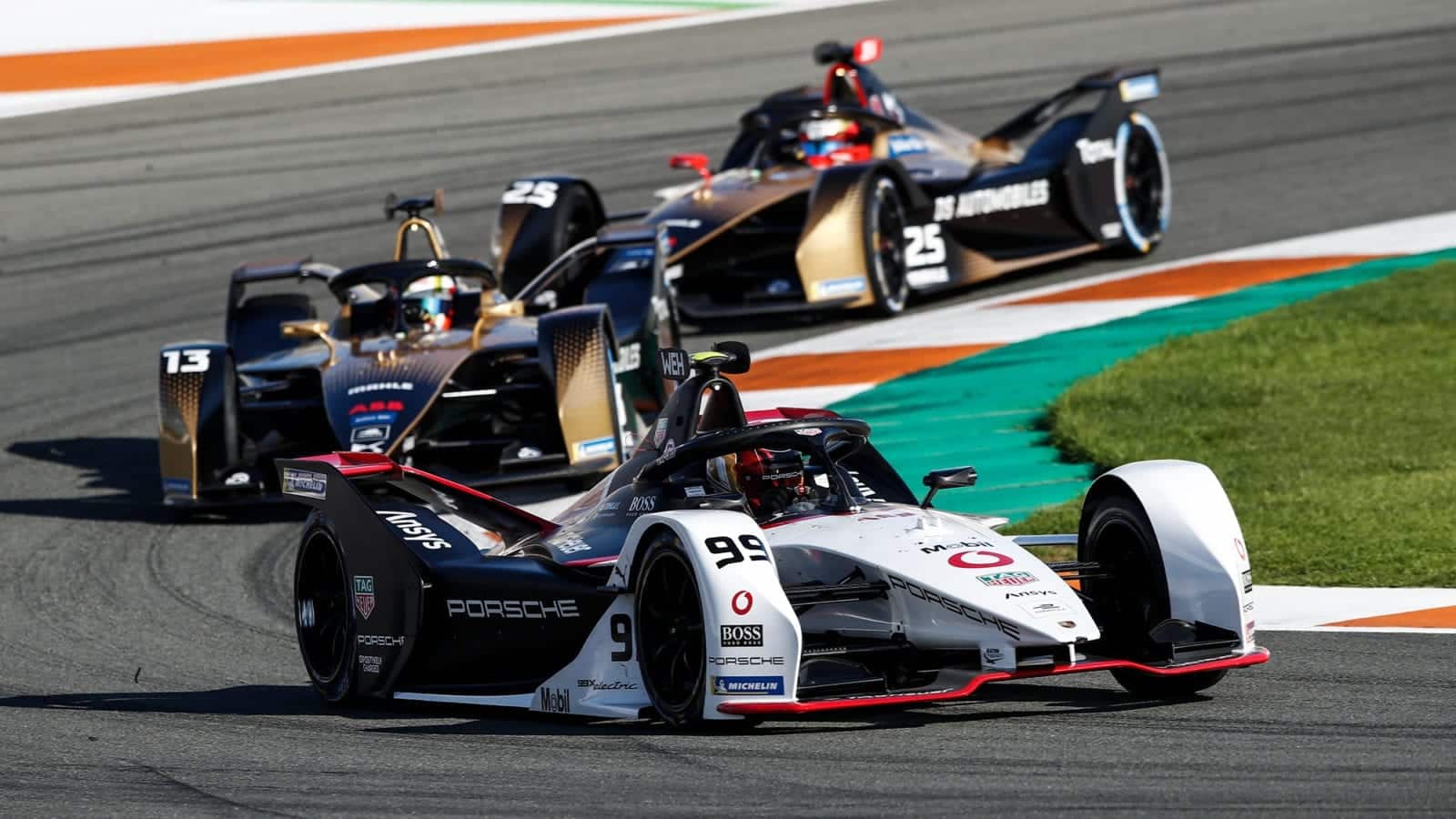 Formula E cars during 2020 Valencia test