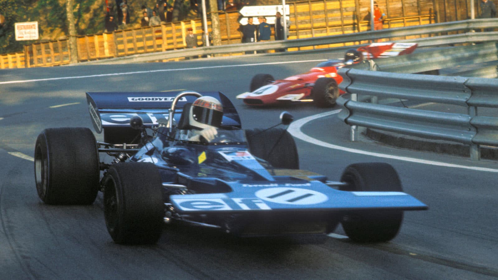 Jackie Stewart leads for Tyrrell at the 1971 Spanish Grand Prix